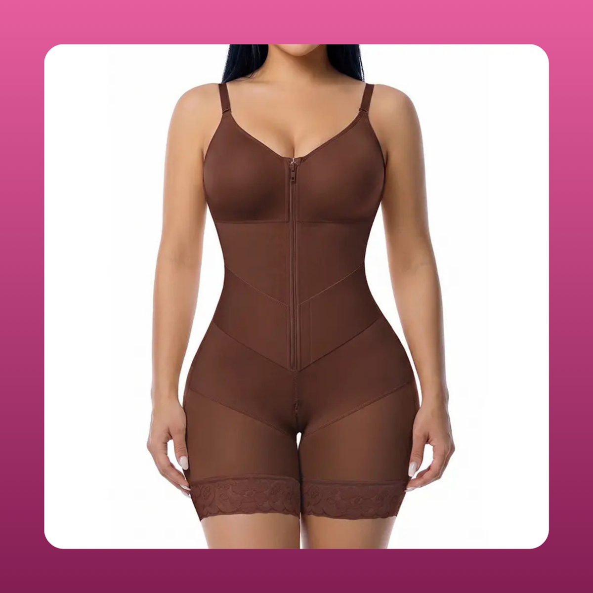 V Front Zip Faja Bodysuit