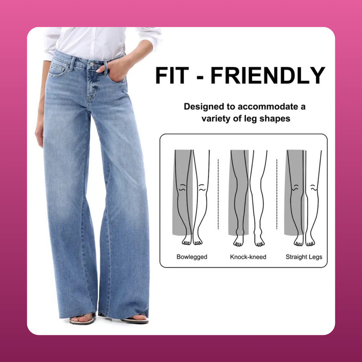 High Stretch Wide Leg Jeans