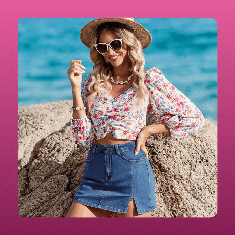 High Waist Denim Skort