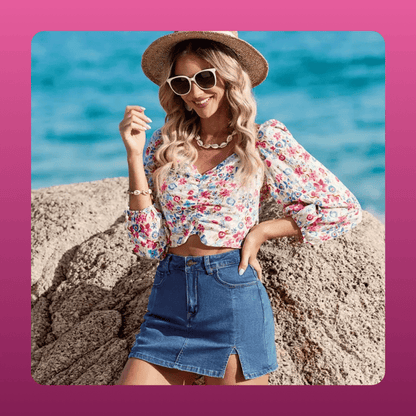 High Waist Denim Skort