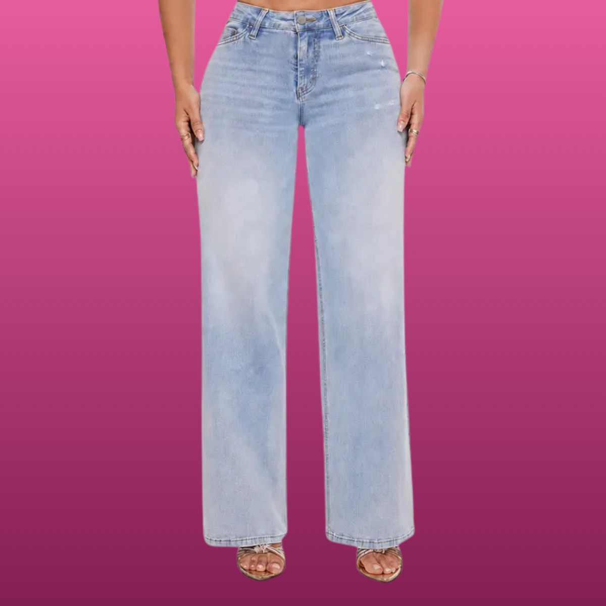 Mid Rise Wide Leg Jeans