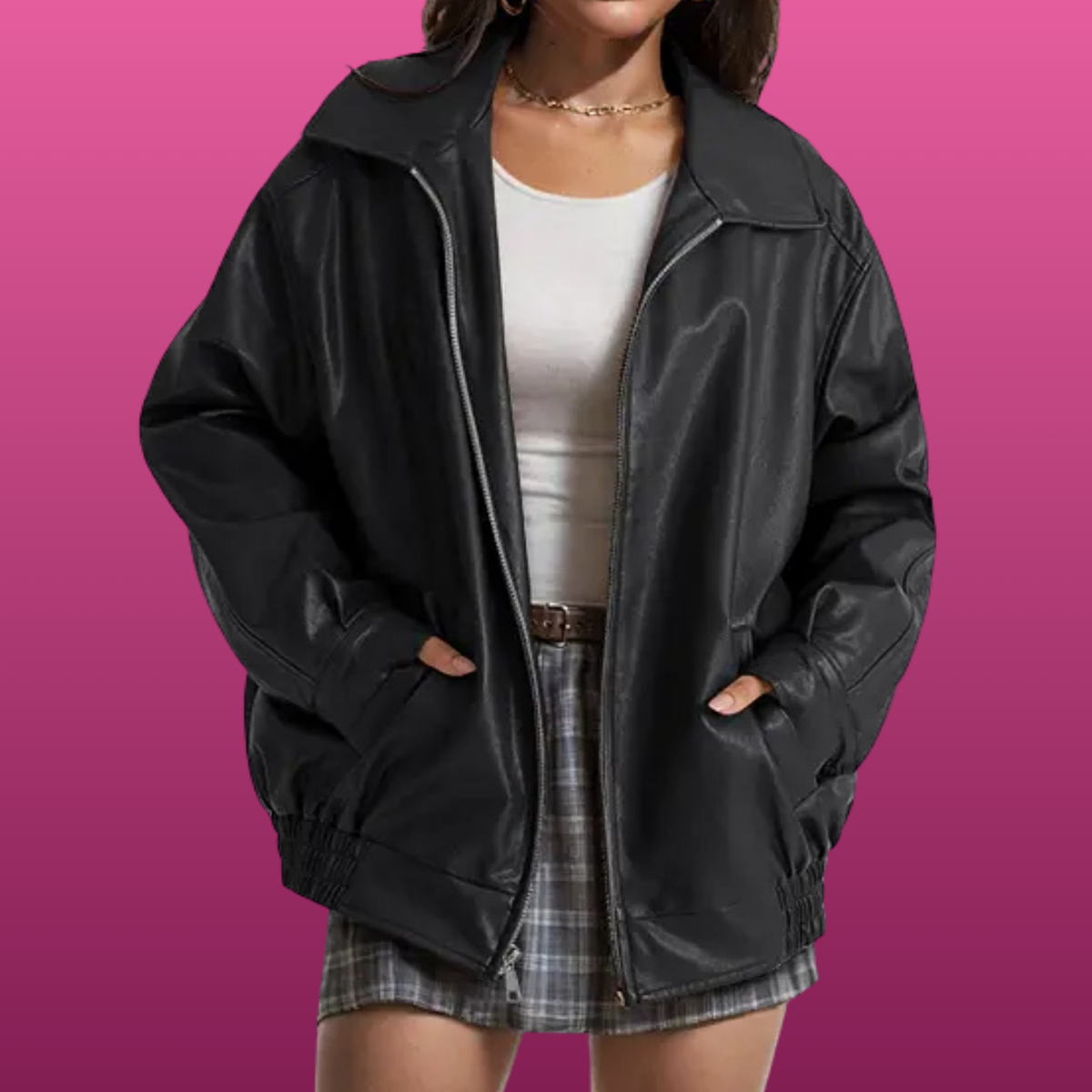 Oversized Faux Leather Jacket