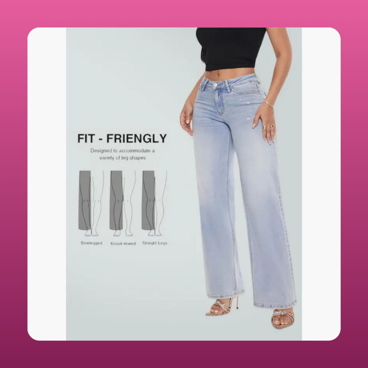 Mid Rise Wide Leg Jeans
