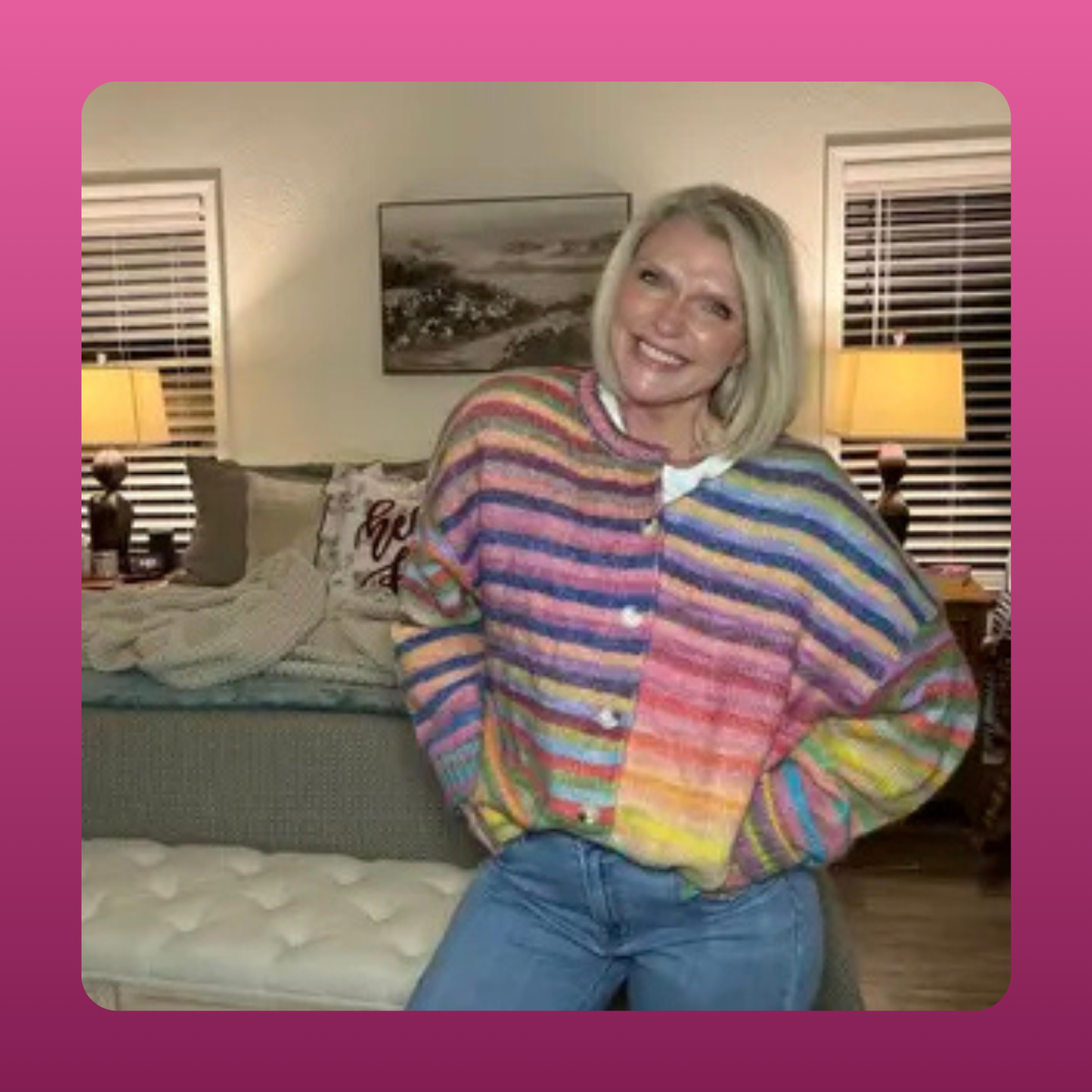 Rainbow Gradient Striped Knit Cardigan