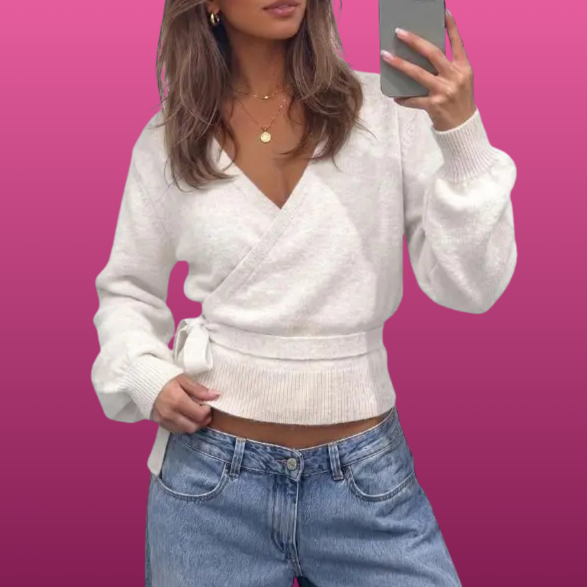 V Neck Wrap Crop Cardigan