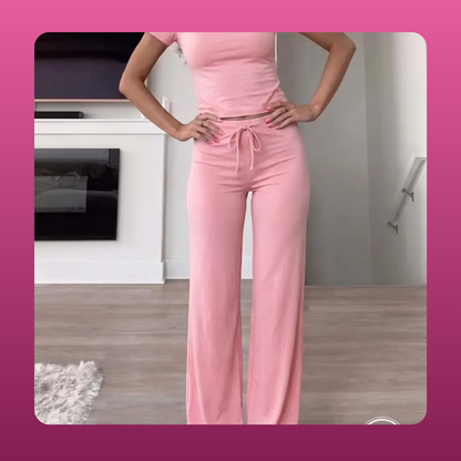 Crop Tee and Drawstring Lounge Set