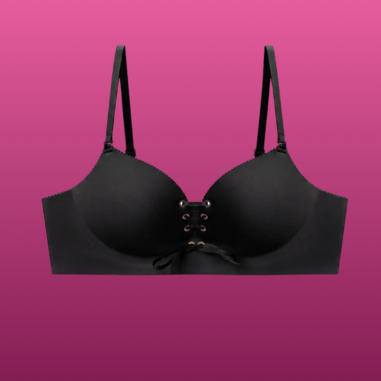 Lace Up Drawstring Push Up Bra