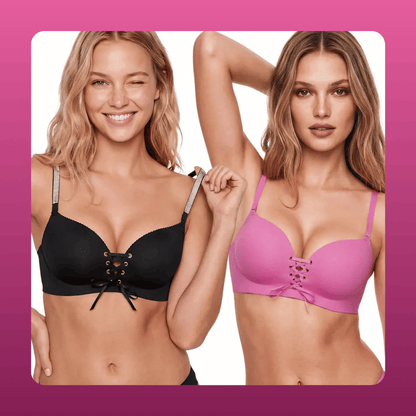 Lace Up Drawstring Push Up Bra