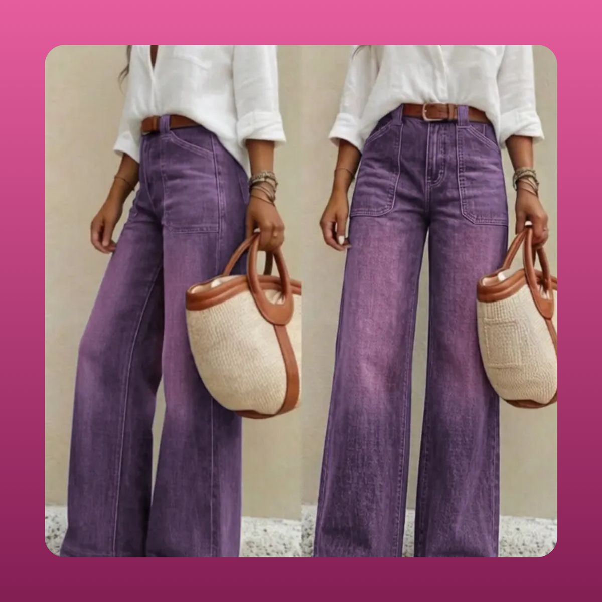Washed Denim Wide Leg Jeans