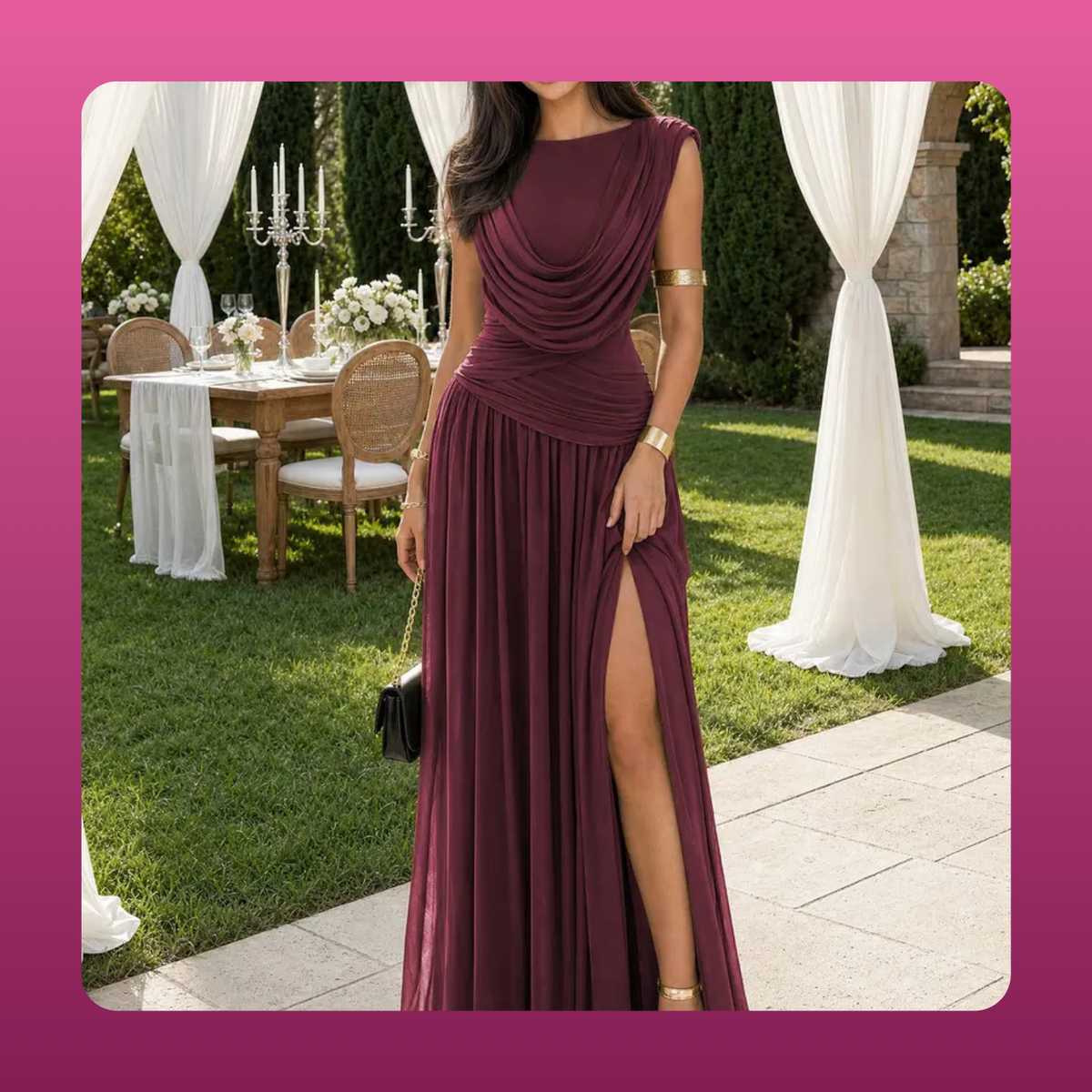 Draped Cowl Neck Maxi Dress