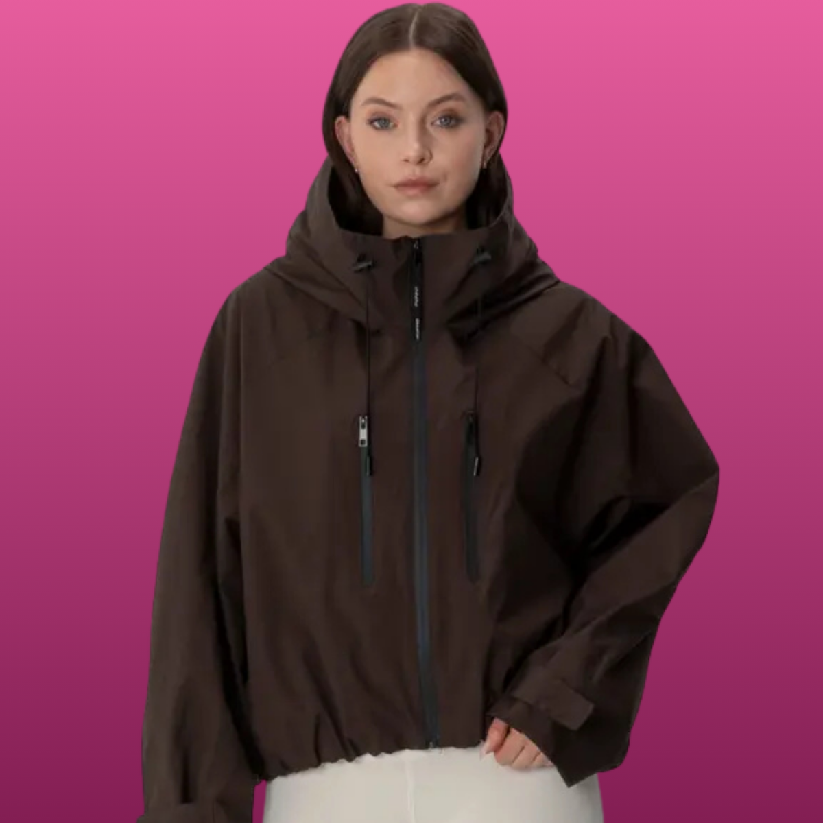 Cropped Hooded Rain Jacket