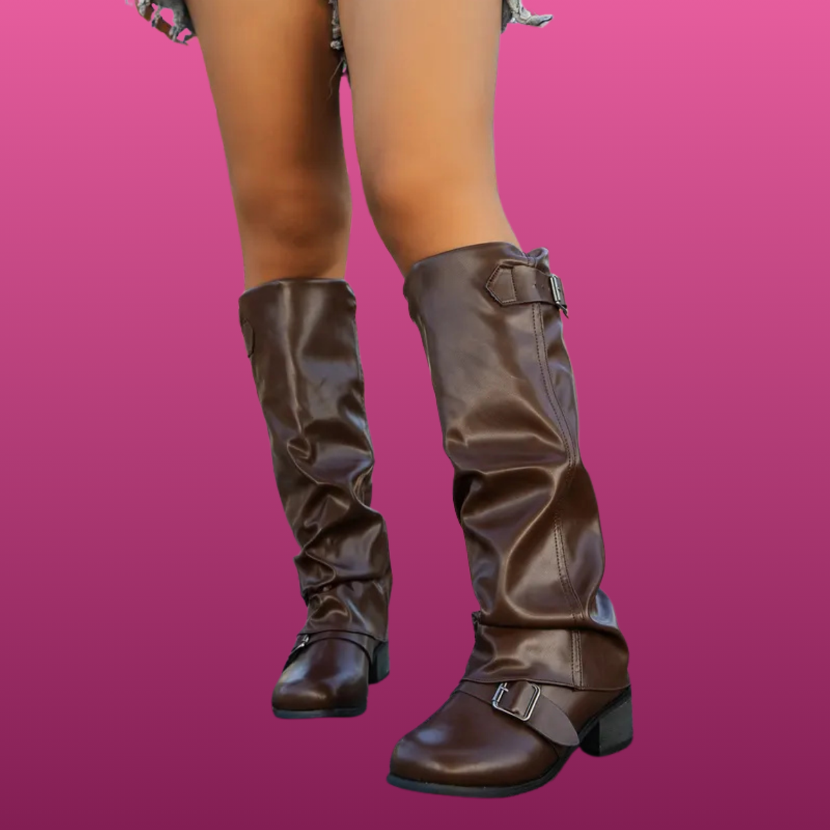 Knee High Low Heel Boots