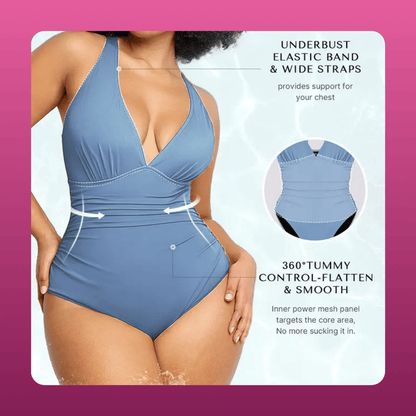 Front Ruched Tummy Control Swimsuit