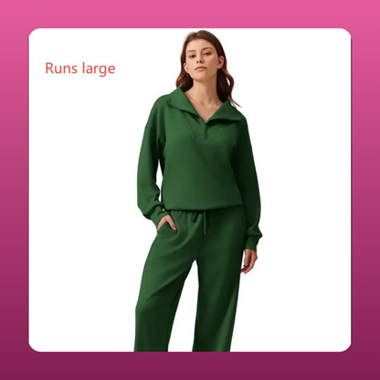 Half Zip Collared Lounge Set