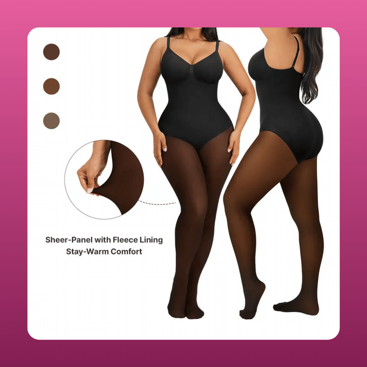 Sheer Panel Fleece Lined Tights