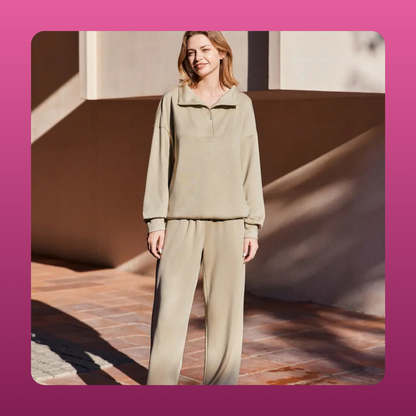 Half Zip Collared Lounge Set