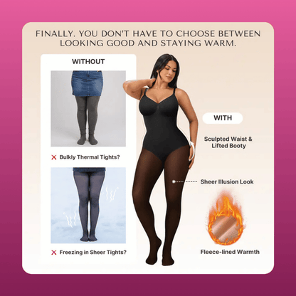 Sheer Panel Fleece Lined Tights