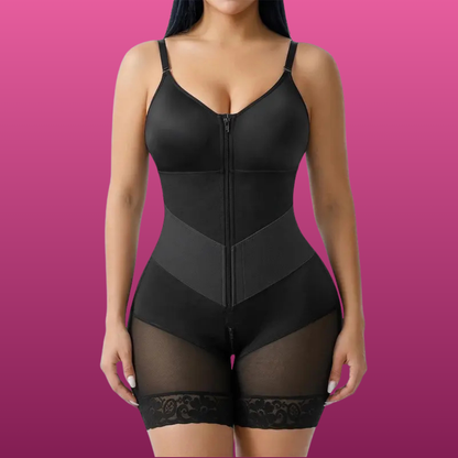 V Front Zip Faja Bodysuit