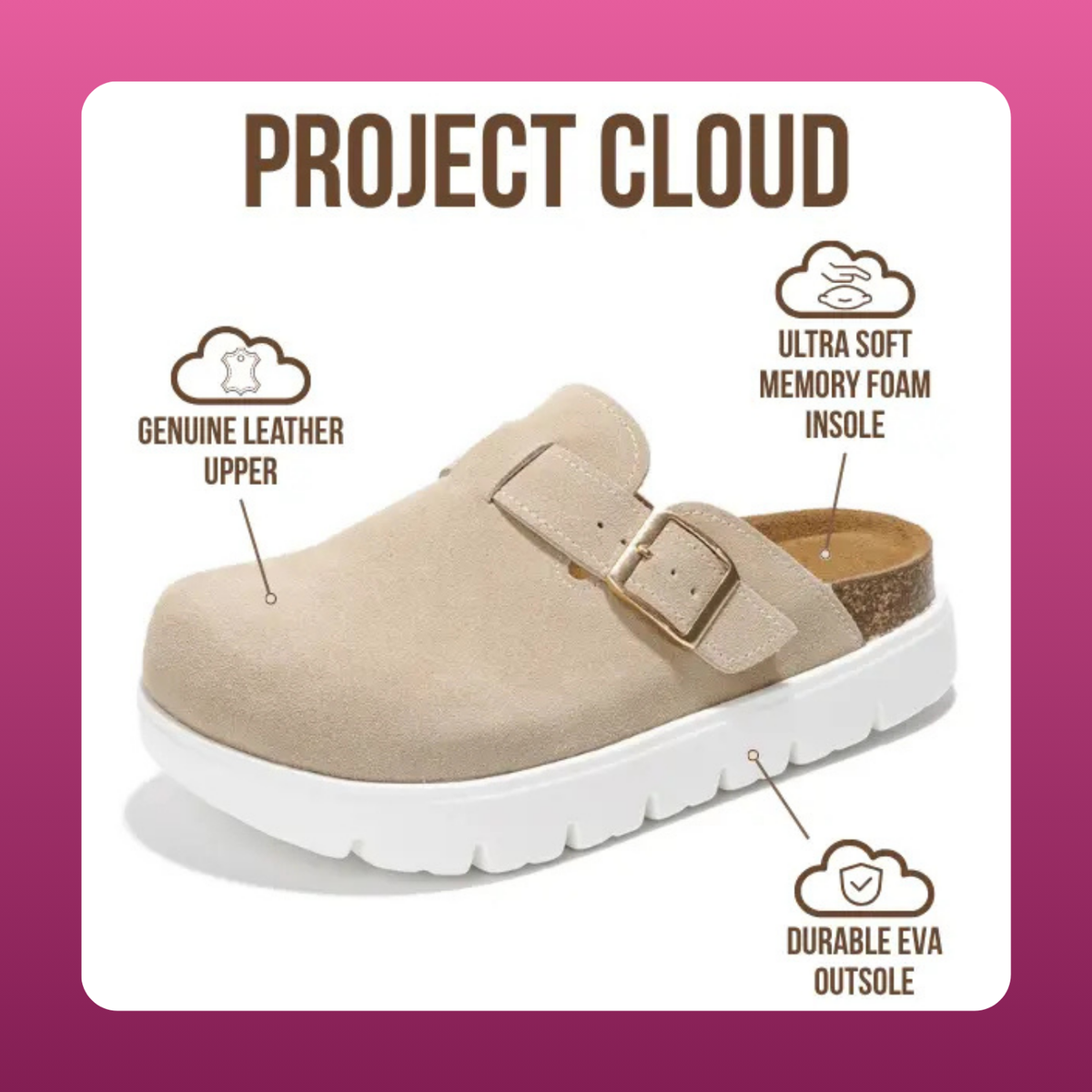 Genuine Leather Platform Clogs