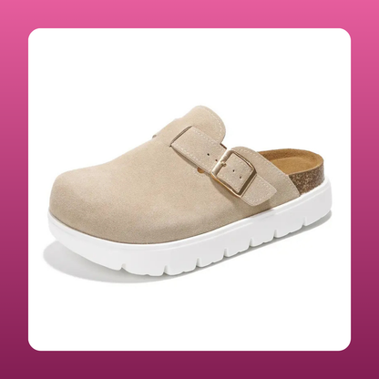 Genuine Leather Platform Clogs