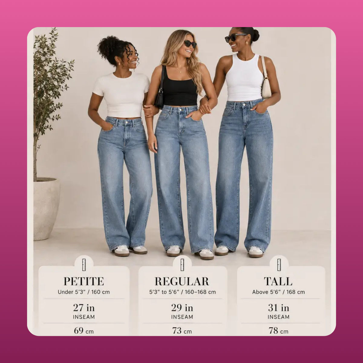 Three Length Wide Leg Jeans