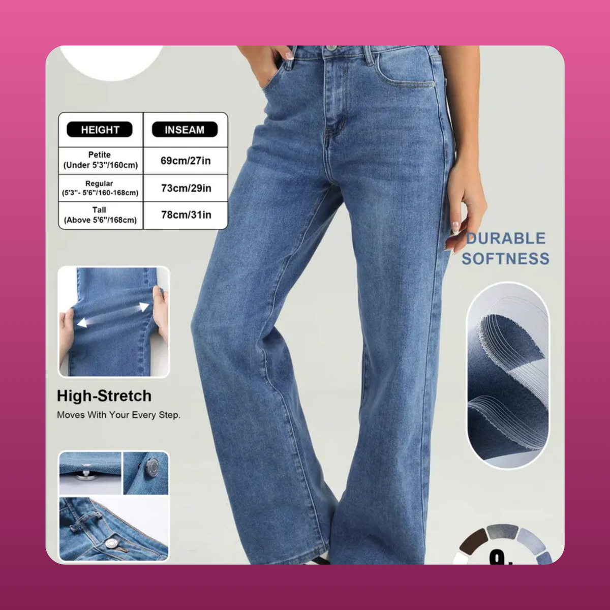 Three Length Wide Leg Jeans