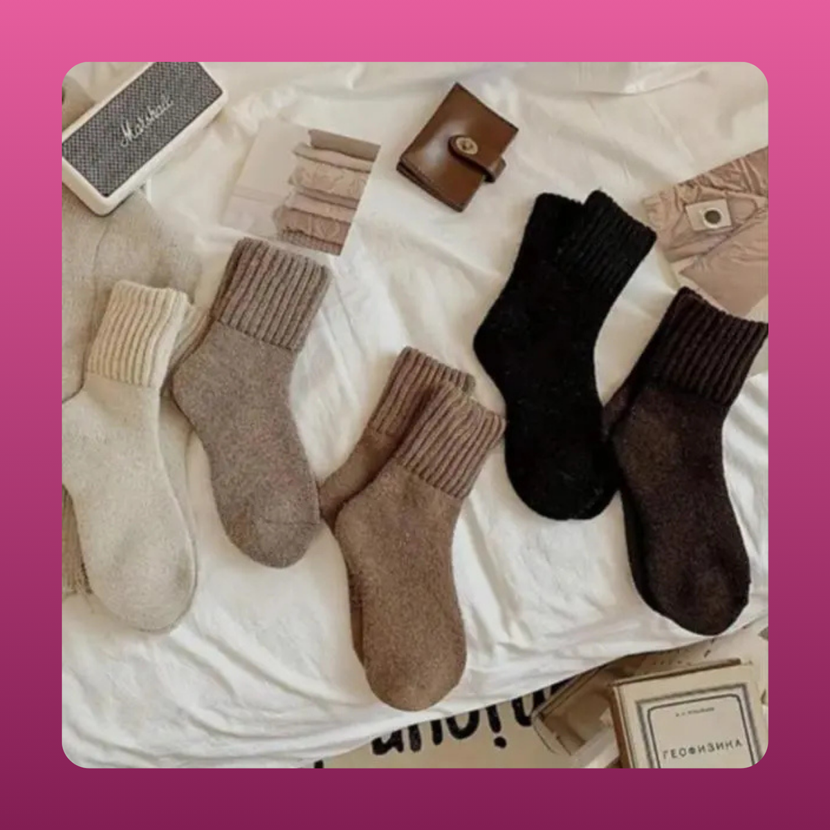 Ribbed Cuff Knit Socks (5 Pack)